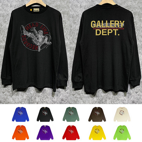 Disponibilidade a longo prazo GALLERY DEPT LONG SLEEVE T SHIRTS Camisetas estampadas de manga comprida de marca europeia e americana da moda