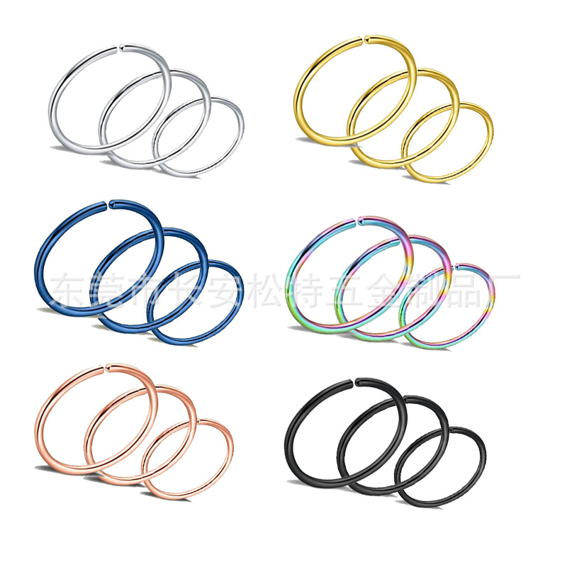 Anillo de nariz falsa de círculo sin agujeros transfronterizos europeo y americano joyería de perforación del cuerpo anillo de Nariz de acero inoxidable anillo de labio