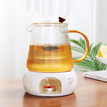 英式花草茶具玻璃杯带温茶炉蜡烛加热底座餐厅下午茶水果茶壶套装