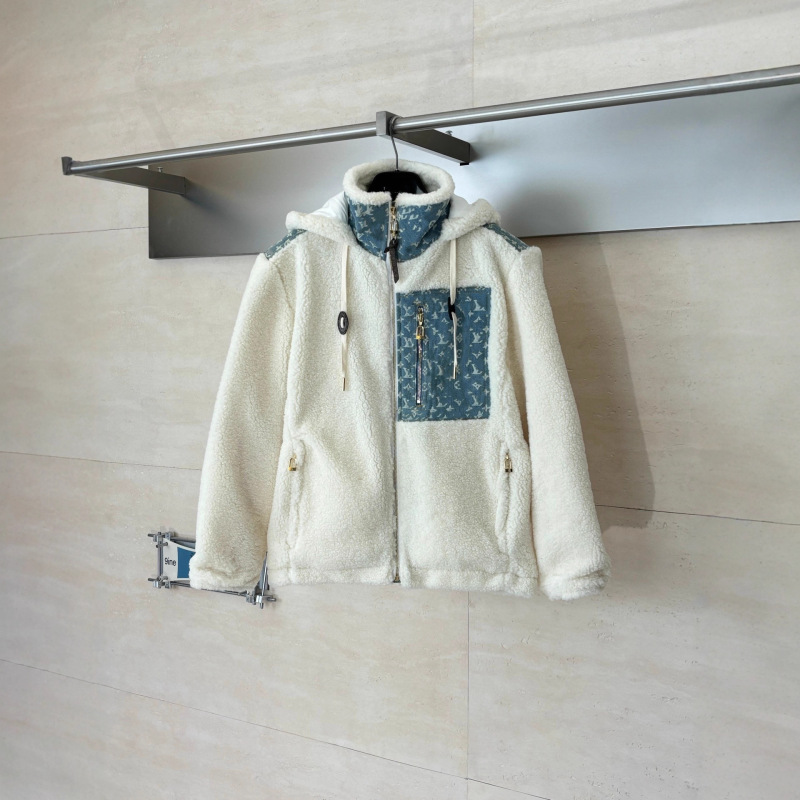 High-End Version of Lv Ski Series 26Ss Monogram Denim Patch Lamb Wool Unisex Loose Versatile Top