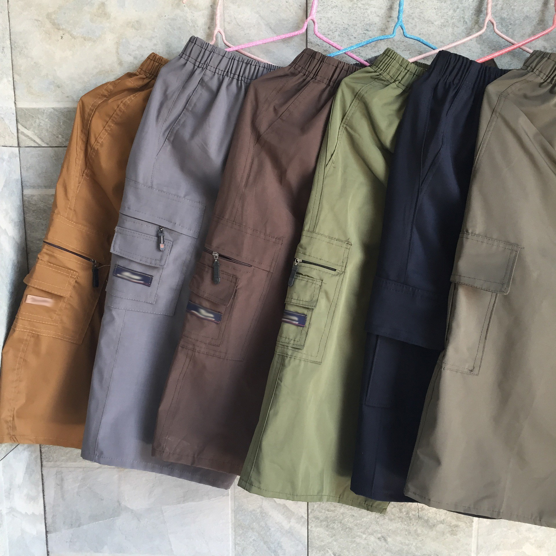 Dad Capri Pants Men's Shorts Summer Loose Middle Pants Outer Wear Cordwork Casual Pants Middle-aged Drawstring Multi-Pocket Pants