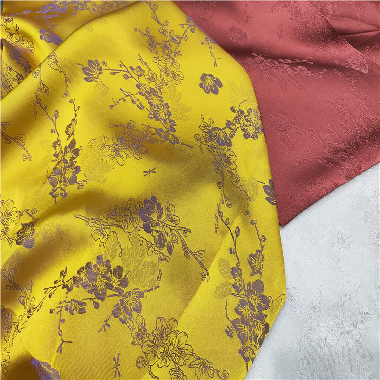 S3059#改良国风旗袍汉服衬衫连衣裙人丝梅花蜻蜓提花厚实顺滑面料