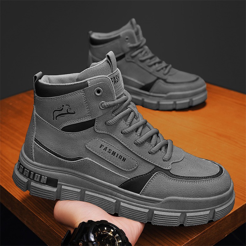 Men's Shoes 2024 Autumn High-Top Shoes Martin Boots Fashion Work Boots Fashion Trend Casual Shoes Outdoor Workwear Men's Shoes