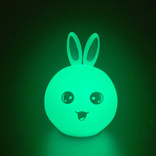 兔子硅胶小夜灯创意礼品LED灯USB充电冷暖彩色遥控调光拍拍伴睡灯