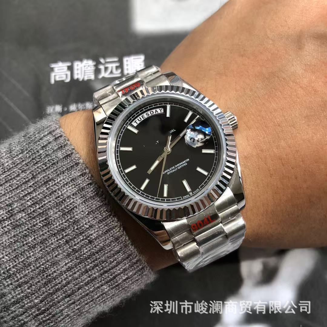 Comercio exterior transfronterizo negro DD diario de domingo mesa de juego verde reloj mecánico automático reloj de hombre reloj calendario doble