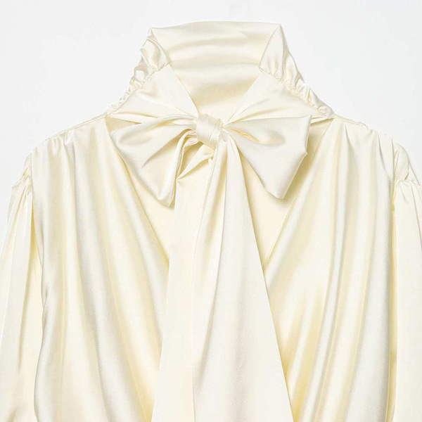 summer elegant cream shirt with bow