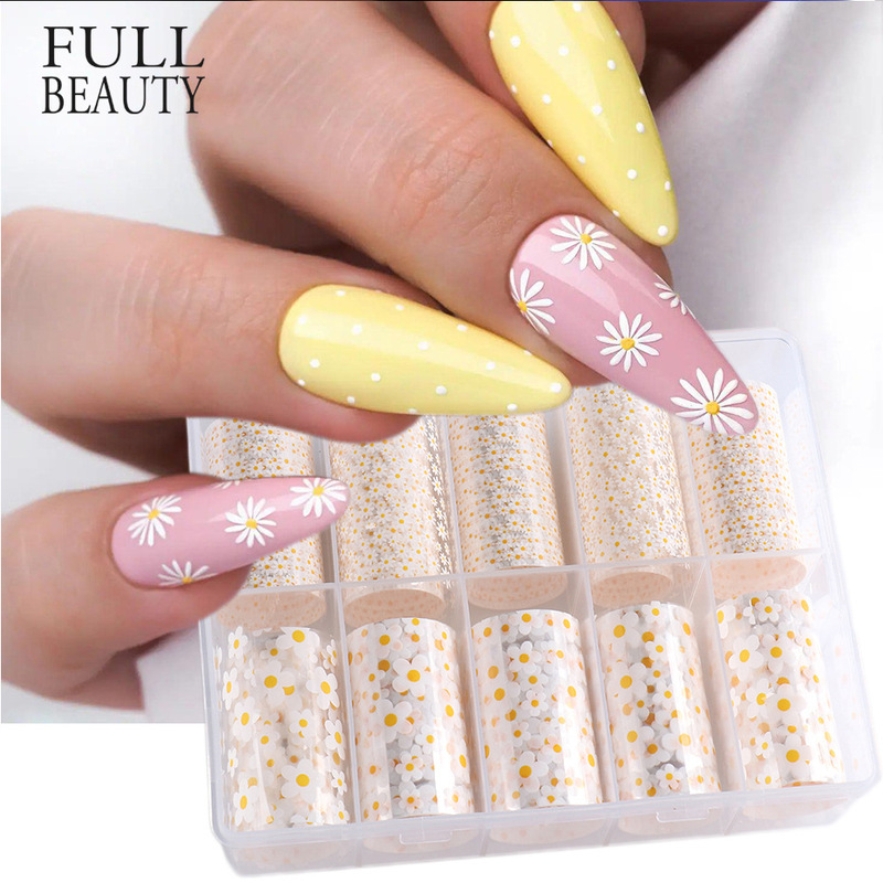 2022 New Cyber Celebrity Nail Art Star Paper ins Fresh Daisy Yellow Flower Boxed Nail Transfer Paste 2022 New Cyber Celebrity Nail Art Star Paper ins Fresh Daisy Yellow Flower Boxed Nail Transfer Paste