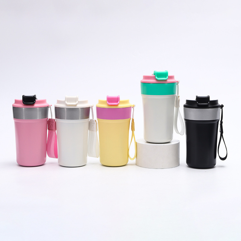 新しいデザインのコーヒーカップ、保温保冷機能付き、女性向け、美しいデザイン、持ち運びに便利なハンドル付き、304ステンレス製。|undefined