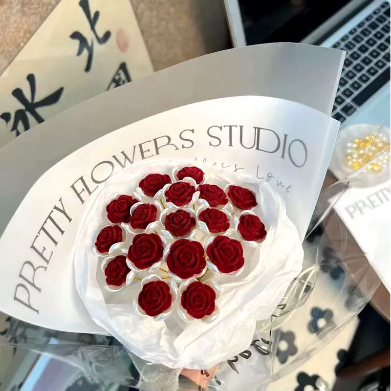 Woven materials set from pearl, handmade, orchid, roses, full set