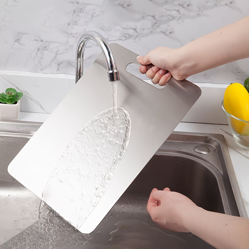 Cross-border 304 tablero de acero inoxidable antideslizante grueso tablero de corte de verduras tablero de corte doméstico tablero de corte de escritorio grande tablero de corte