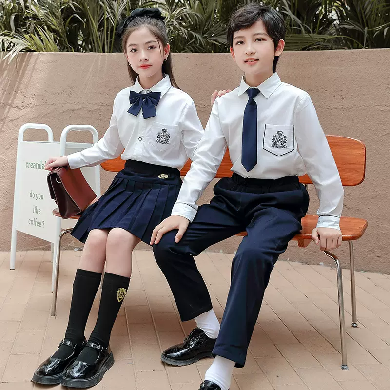 小学生校服春秋幼儿园园服儿童班服表演英伦学院风男女童衬衣套装