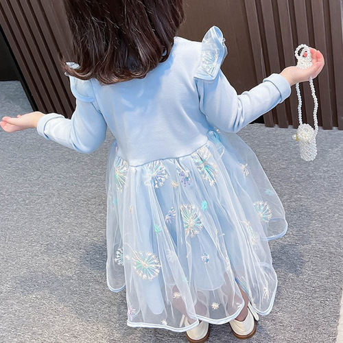 Girls Spring Dress Sheer Dress Trendy Children's Clothing Kids Skirts Little Baby Lolita Elsa Princess Dress Spring Item
