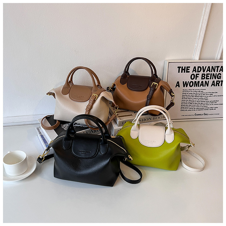 Borsa da donna di alta qualità alla moda 2024 nuova borsa a tracolla a mano con trama in pelle e colori a contrasto, borsa a tracolla versatile per trasmissione in diretta_voghion.com