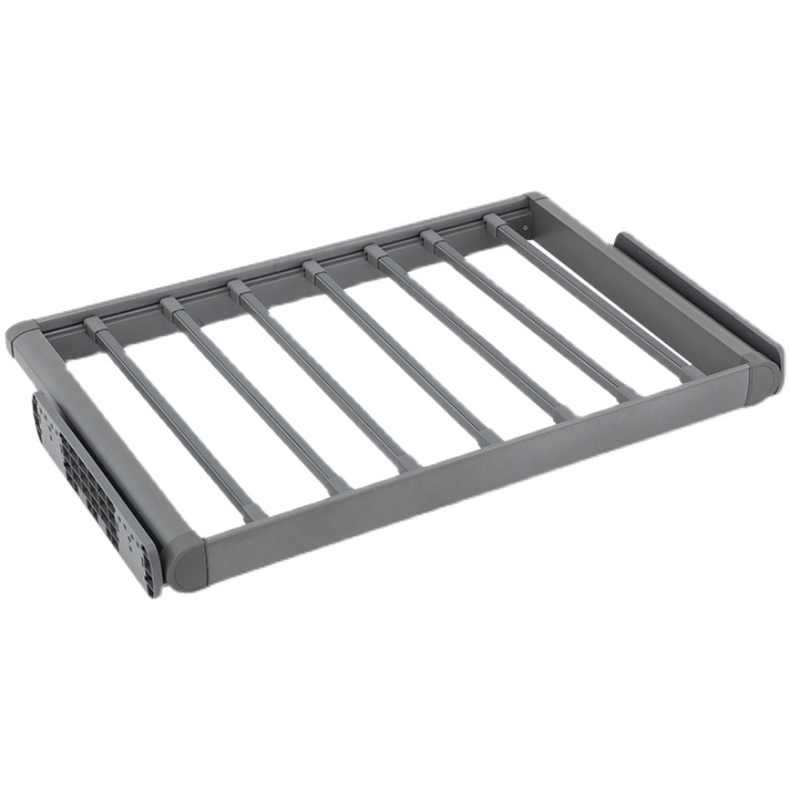 Perchero multifuncional extraíble para pantalones para armario, cesta extraíble retráctil con amortiguador para almacenamiento y pinzas para pantalones.