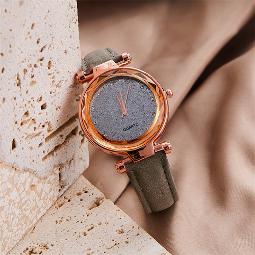 New Starry Sky Watch for Women Live Broadcast Ladies Fashion Casual Watch Ultra-Thin Rhinestone Frosted Belt Watch