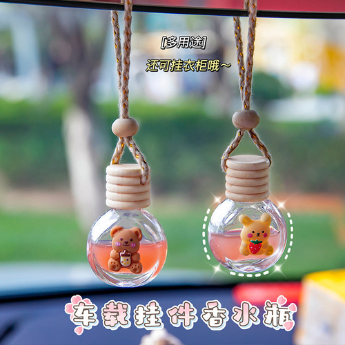 Cartoon car pendant perfume bottle car aromatherapy refill bottle car interior ornaments pendant empty bottle rearview mirror pendant