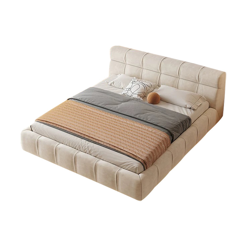 Internet celebrity puff cama flotante moderno minimalista dormitorio principal cama 1,8 m leche color boda cama abajo bolsa suave doble cama de franela