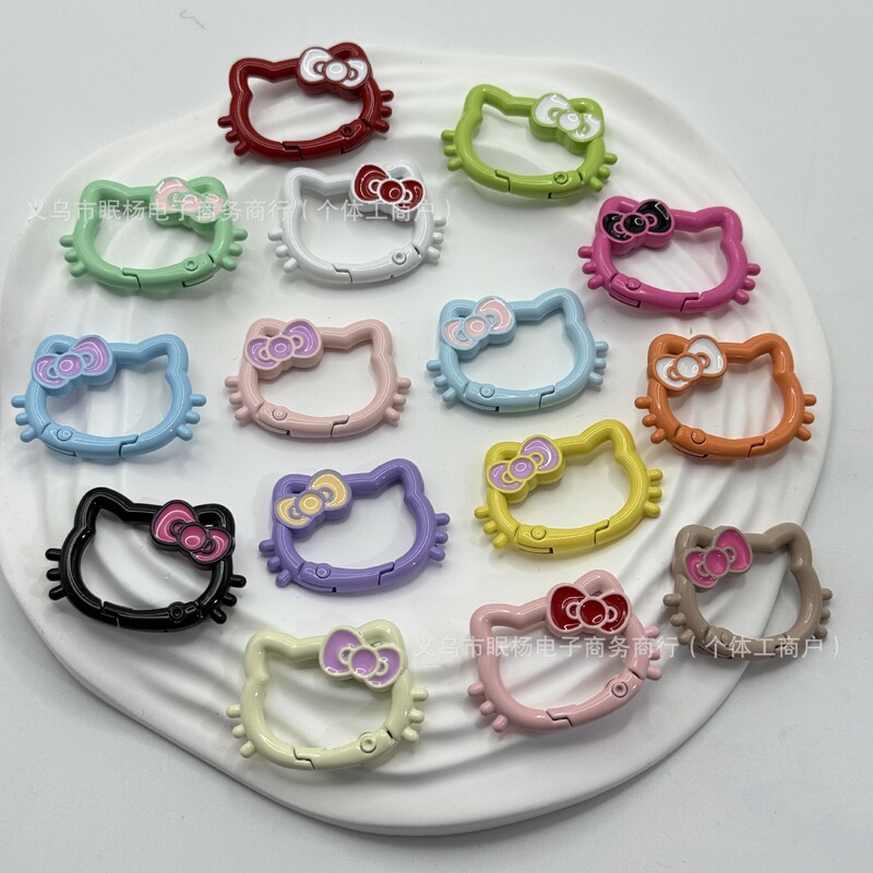 Hello Kitty Style Spring Clasp Open Ring DIY Phone Chain Bag Keychain Accessory Beadwork