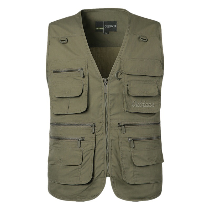 Chaleco de los hombres multi-Bolsillo suelto más tamaño fotógrafo de pesca al aire libre casual verano 2302