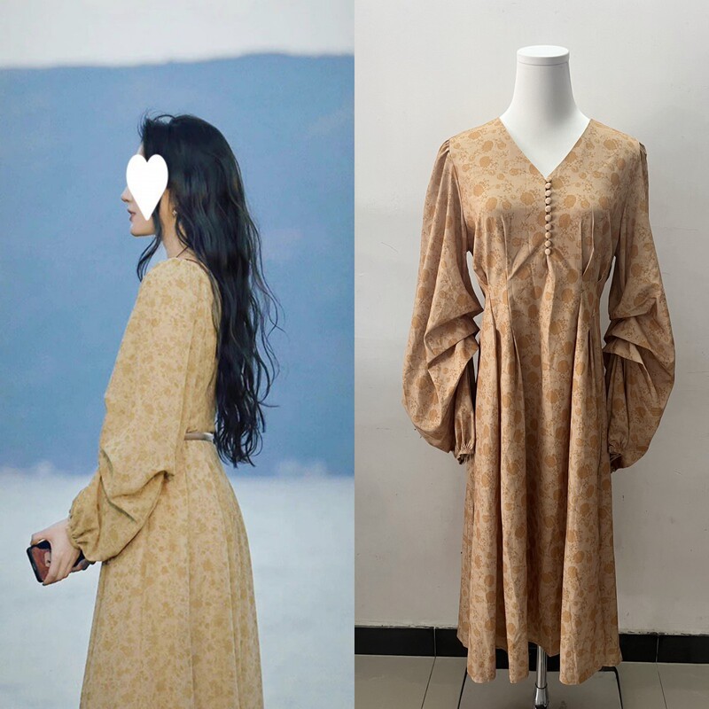 Long-Term In-Stock 2025 Spring "Go Where the Wind Goes" Liu Yifei and Xu Hongdou Same Style French Floral Dress for Women Long-Term In-Stock 2025 Spring "Go Where the Wind Goes" Liu Yifei and Xu Hongdou Same Style French Floral Dress for Women