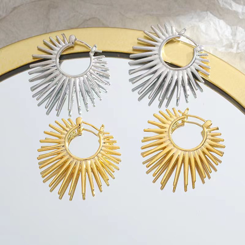 14g Weight 24K Gold Plated Plating Material 1 Pair Simple Style Solid Color Plating Copper 24k Gold Plated Ear Studs