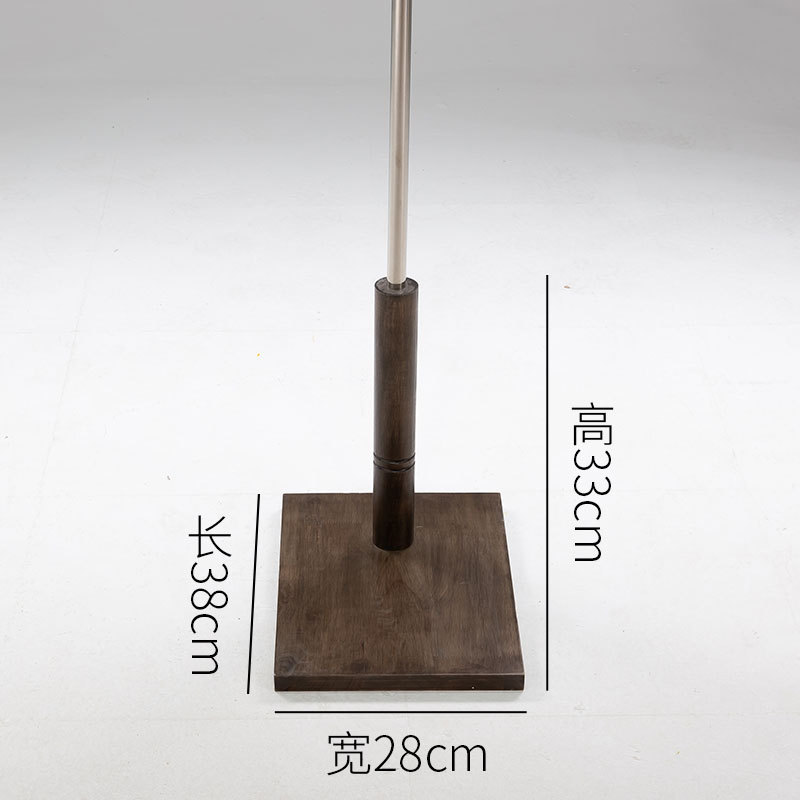 Modelo de base triangular de madera negra, estante de base, estante de exhibición, chasis cuadrado europeo, disco redondo de madera, trípode largo