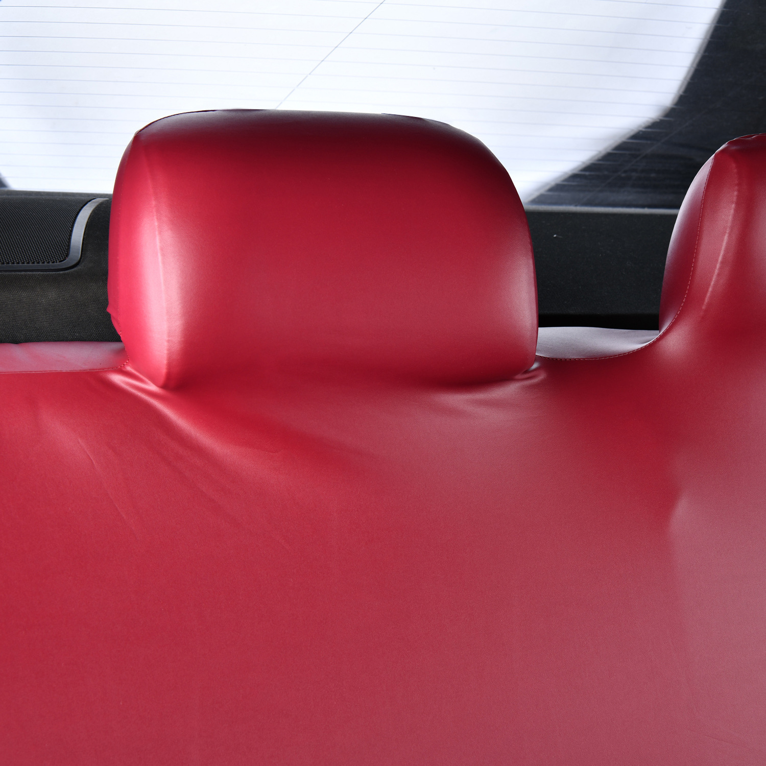 Pu Car Seat Cushion Cover, Elastic Universal Leather Rear Seat Three-Person Integrated Seat Cushion and Backrest Cover, Dustproof and Waterproof