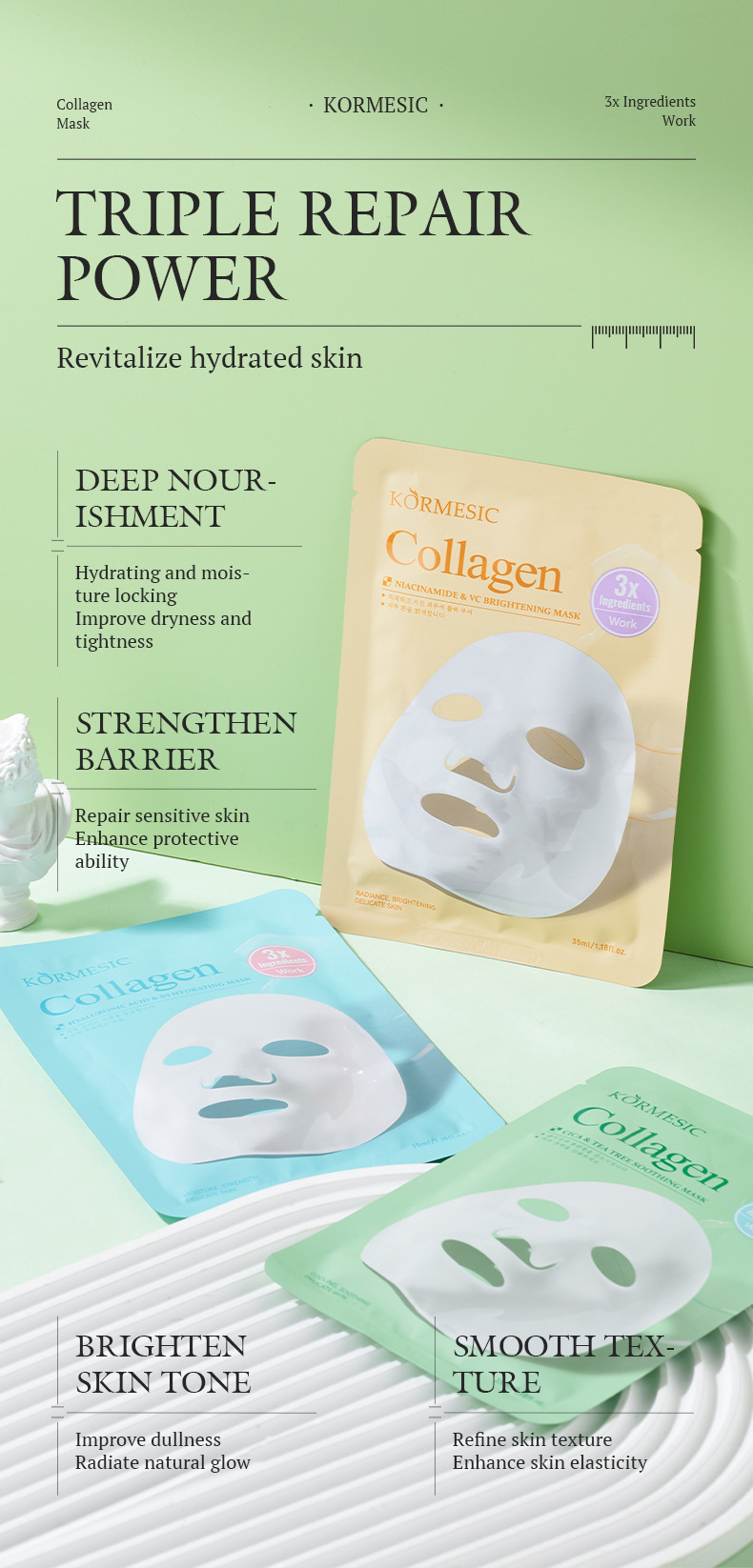 Collagen KORMESIC Hyaluronic Acid & B5 Mask Facial Mask Hydrating Moisturizing Facial Care