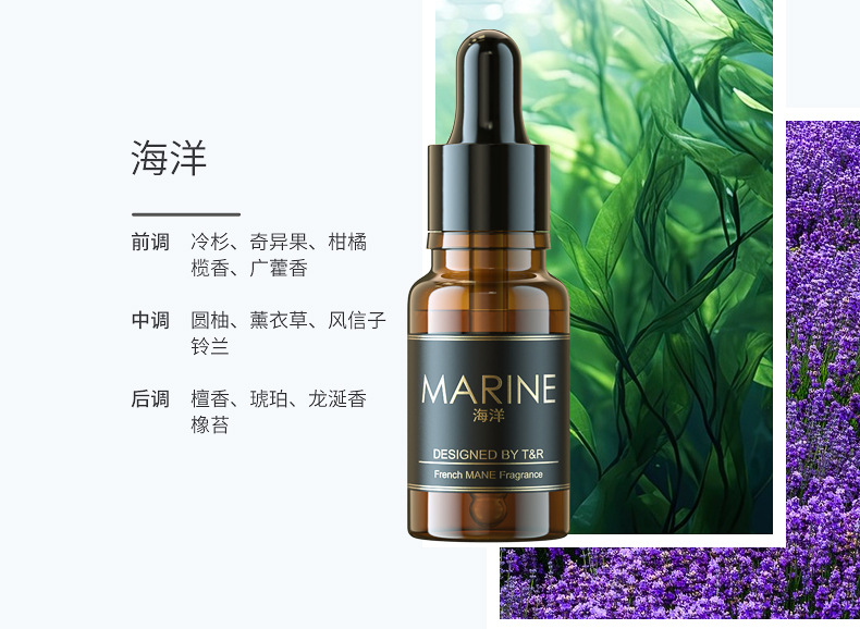 Car Perfume Indoor Car Aromatherapy Refill Liquid Household Essential Oil Cologne Ocean Flower Removal Odor Long-Lasting Light Fragrance