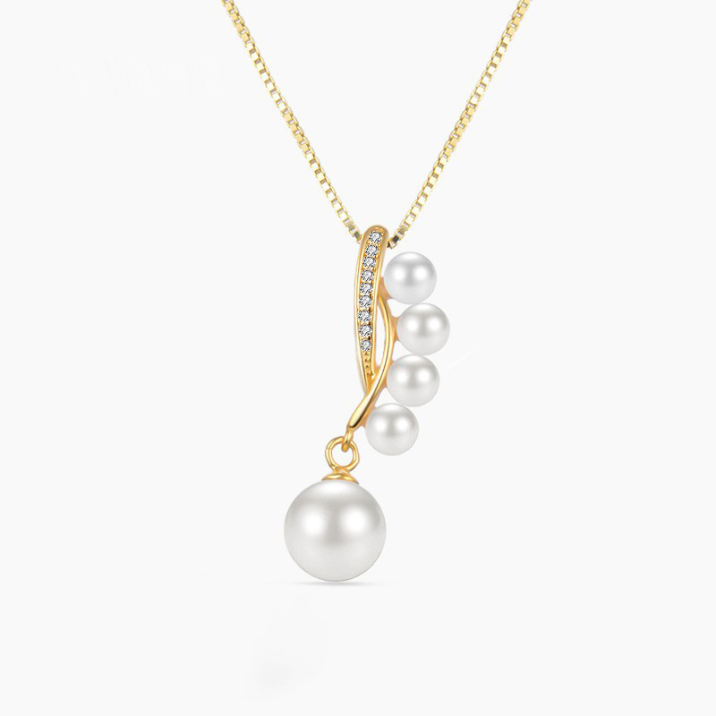 Colgante de perlas de plata esterlina S925 estilo coreano minimalista personalidad nicho de diseño de regalos de Navidad