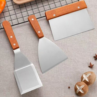 Stainless Steel Solid Wood Tiramisu Shovel Dessert Cake Shovel Demoulding Powder Scraper Beveled Shovel Baking Tool