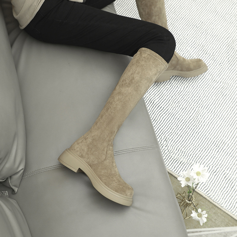 Over-The-Knee Suede Boots for Women, New Autumn and Winter Style, Fleece-Lined and Thickened, High Boots with Chunky Heels, Thick Soles, Slimming, Stretchy Riding Boots Over-The-Knee Suede Boots for Women, New Autumn and Winter Style, Fleece-Lined and Thickened, High Boots with Chunky Heels, Thick Soles, Slimming, Stretchy Riding Boots