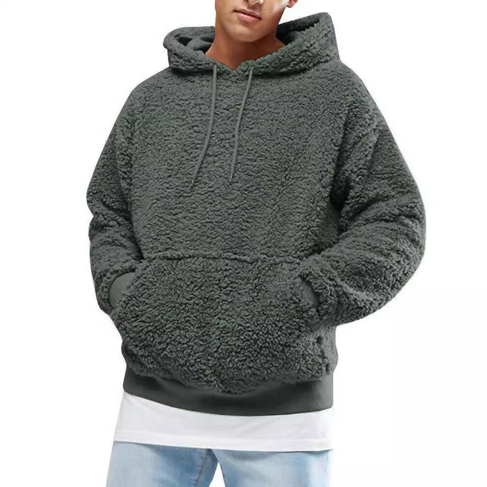 Herrenbekleidung Herren Herbst und Winter neue Plüsch Plüsch Kapuze beliebte Sweatshirt Männer_voghion.com