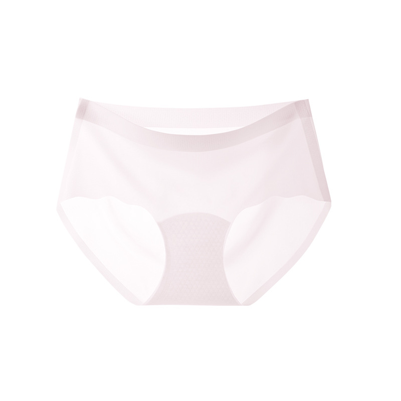 Calzoncillos de seda de hielo para mujeres desnudas sin pellizcar nalgas 10A entrepierna antibacteriana sin costuras Calzoncillos de mujer transpirables sin costuras de cintura media de seda de hielo