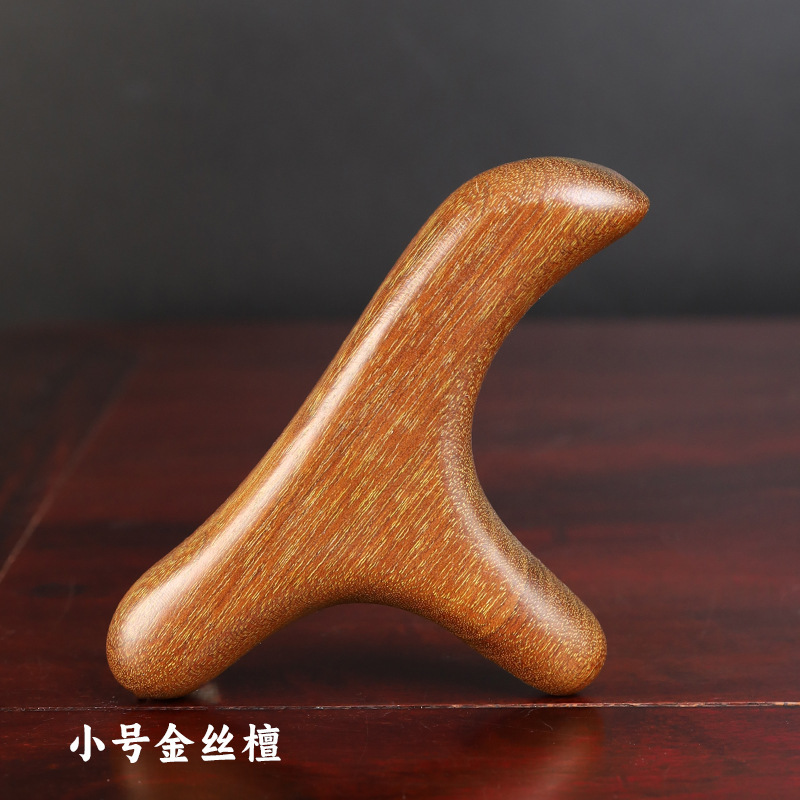 金糸檀木三角雀掻き板紅檀香木マッサージ道具家庭用点穴筆足治療実木打筋棒|undefined