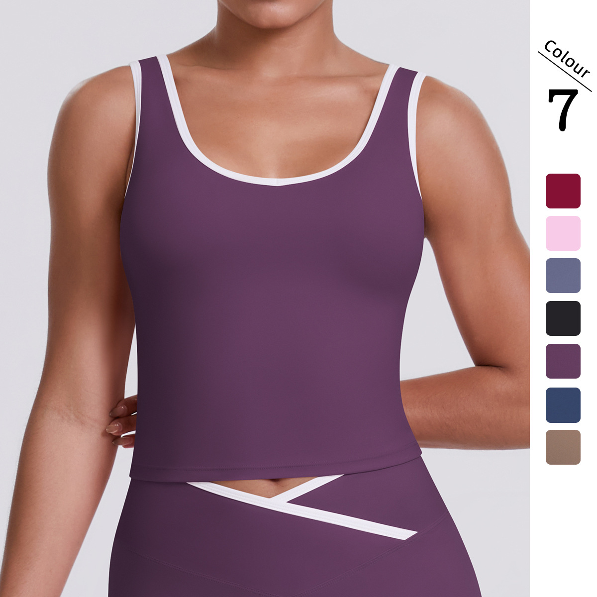 Nuevo cross-border color de doble cara abrasión apretado respirado chaleco deportivo largo para correr y ejercicios ropa de yoga superior mujer