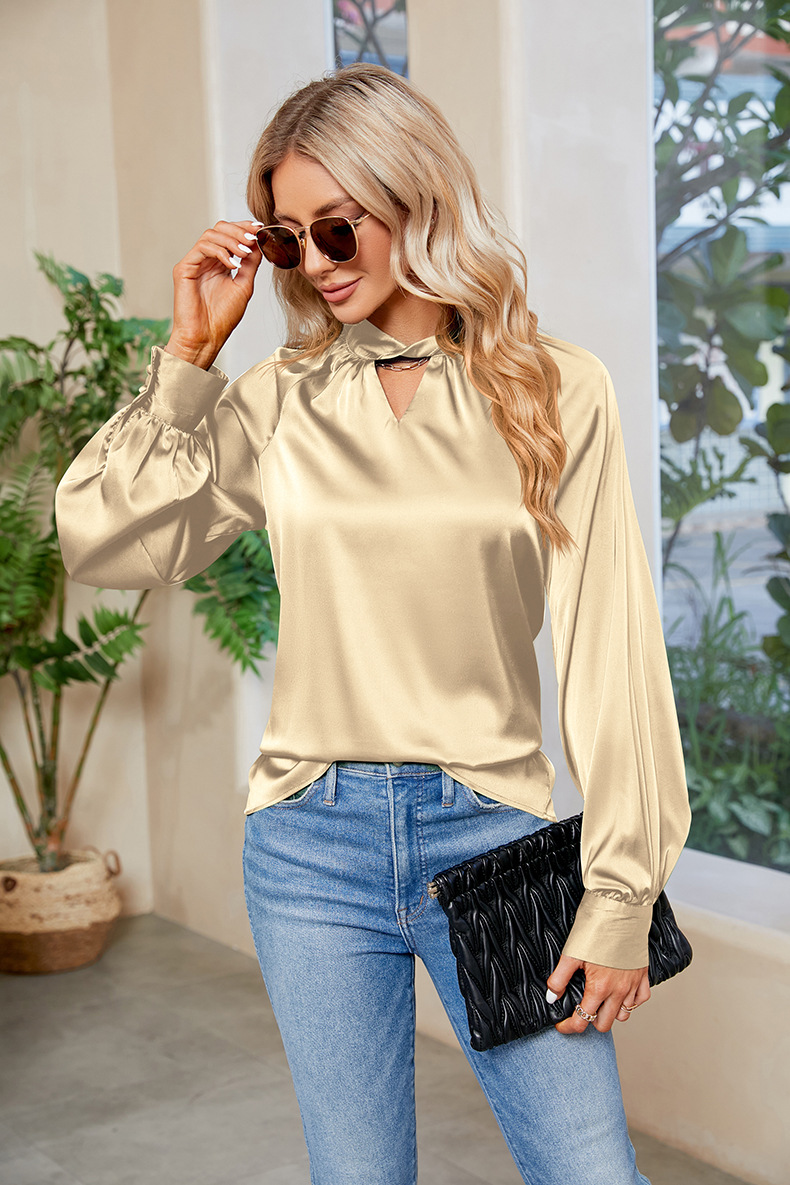 Women's Blouse Long Sleeve Blouses Elegant Solid Color display picture 8