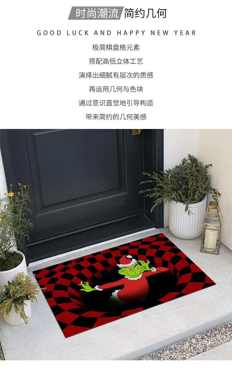 Cross-border Fun Halloween Door Mat Warning signs Decorative Foot Mat Amazon Daifa Pumpkin Head Mat Carpet