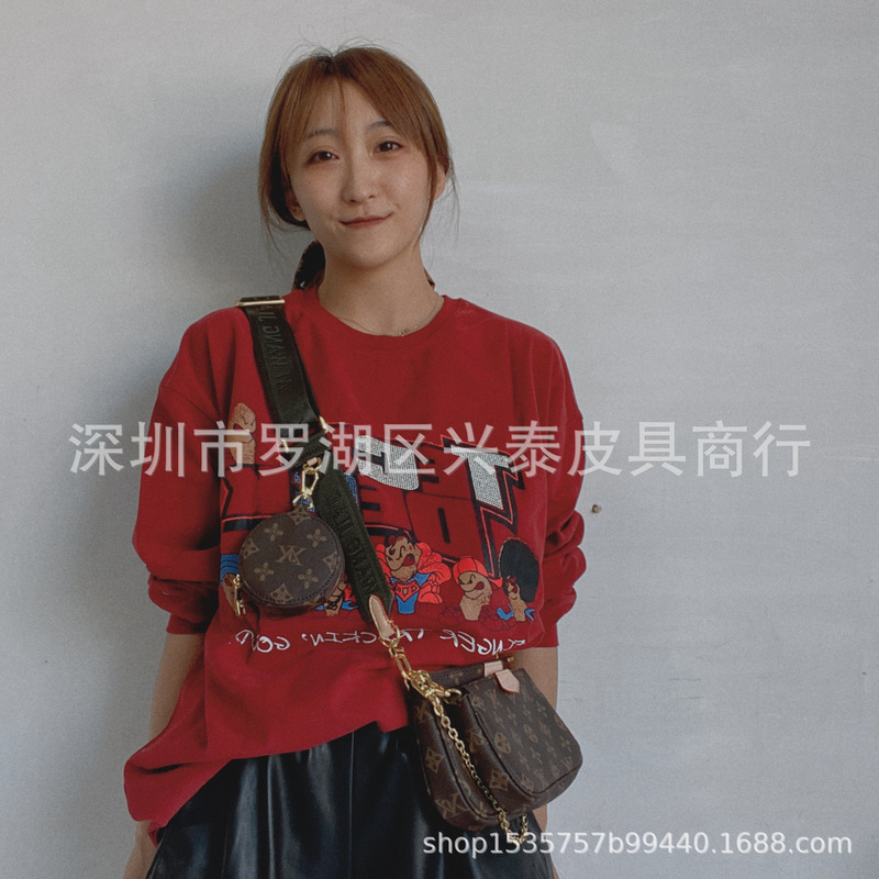 2025新型老花Logo & lv三合一麻将包片肩斜めショルダー変色牛革本革女性バッグ|undefined