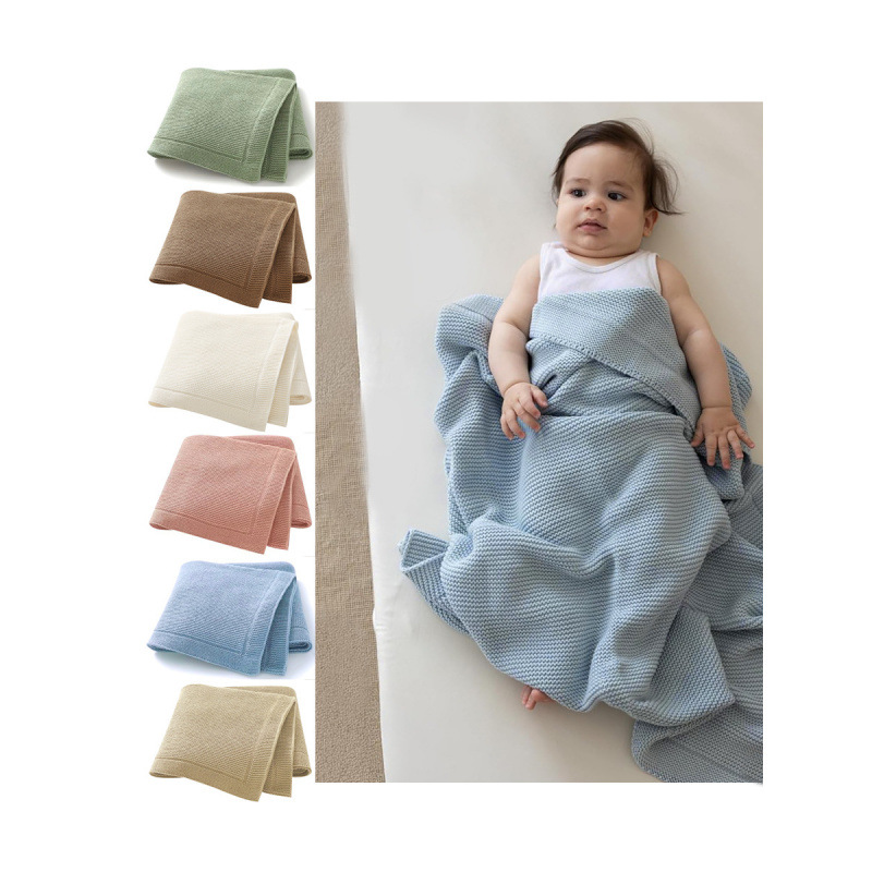 Cross-Border Export Newborn Soft Breathable Swaddle Blanket Baby Swaddle Blanket Pure Cotton Knitted Multi-Functional Blanket Free Shipping