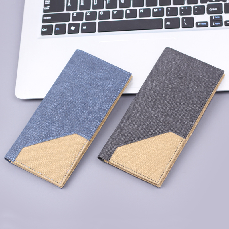 Nueva cartera de lona de hombre larga cartera de denim cartera de tarjeta de hombre cartera de cuero multicapa bolsa de traje para hombres