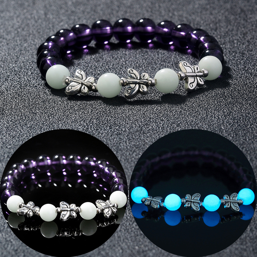 Bracelet de perles lotus phosphorescent brillant dans le noir_voghion.com