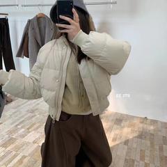 2025年秋冬季时尚百搭新款韩版宽松立领小个子短款棉衣棉服外套女