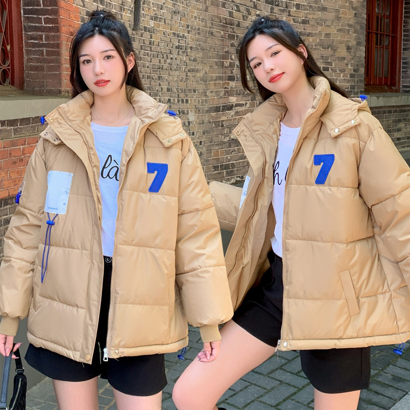 Nueva chaqueta de algodón encapuchada de invierno hembra de 2025 ropa de pan coreana pequeña chaqueta de algodón grande suelta image 2