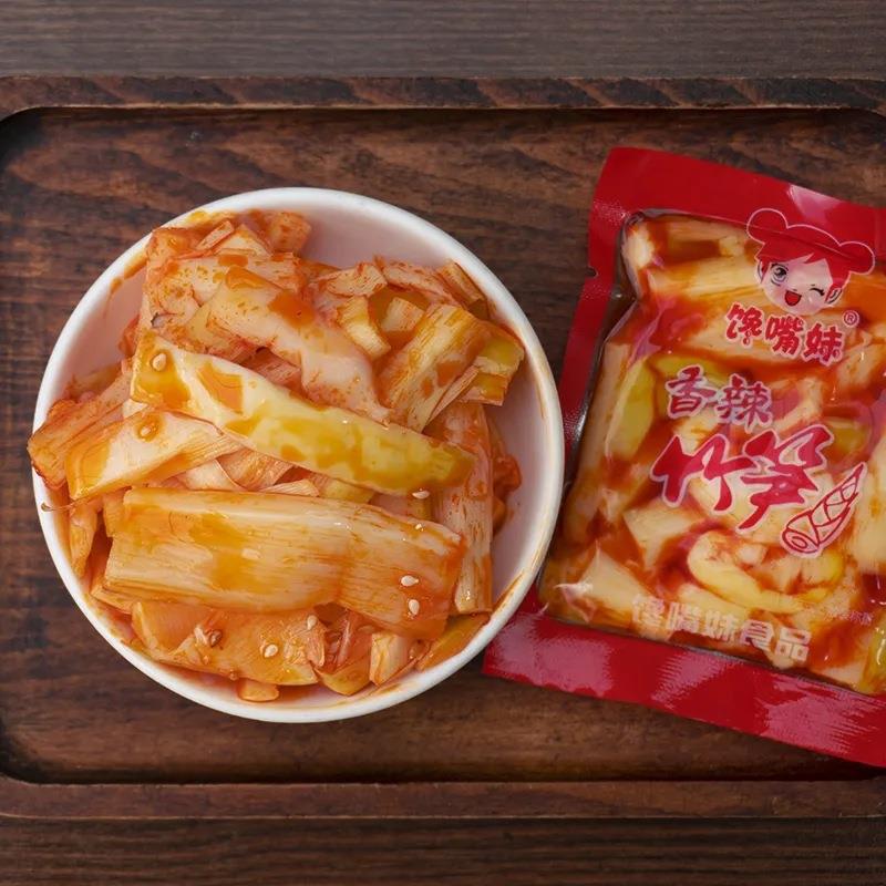 ピクルスの胡椒漬け、シャキシャキしたタケノコのチップス、赤油のスパイシータケノコ、小袋、すぐに食べられるおかず、おやつ、ネットセレブのカジュアルスナック|undefined