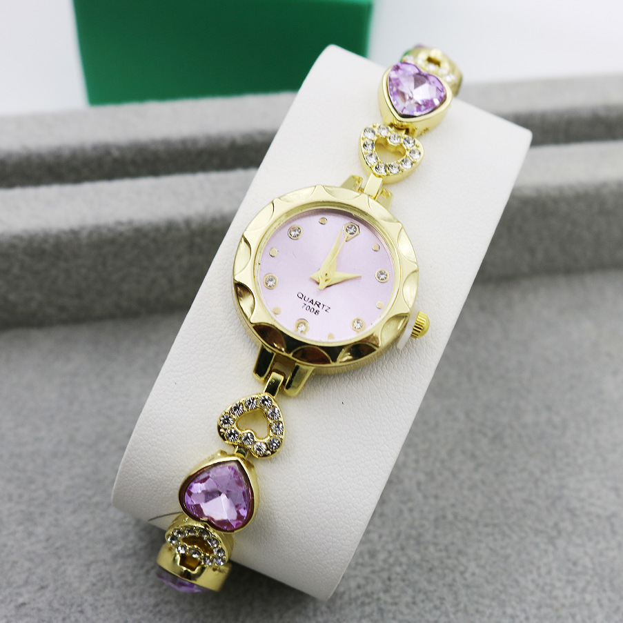 Casual Shiny Stainless Steel Jewelry Buckle Heart Shape Quartz display picture 15