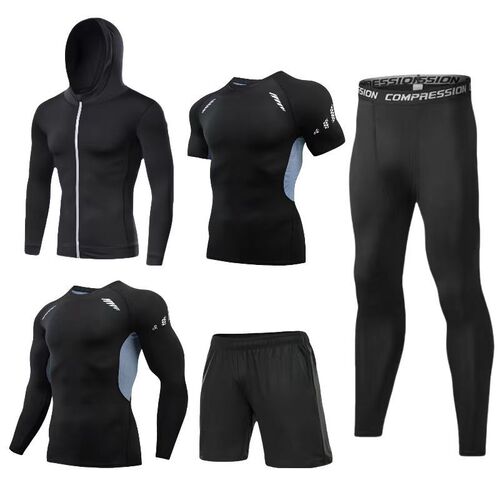 Men's cross-border sports suit, high-elasticity sportswear, running football training, fitness suit, quick-drying breathable tights