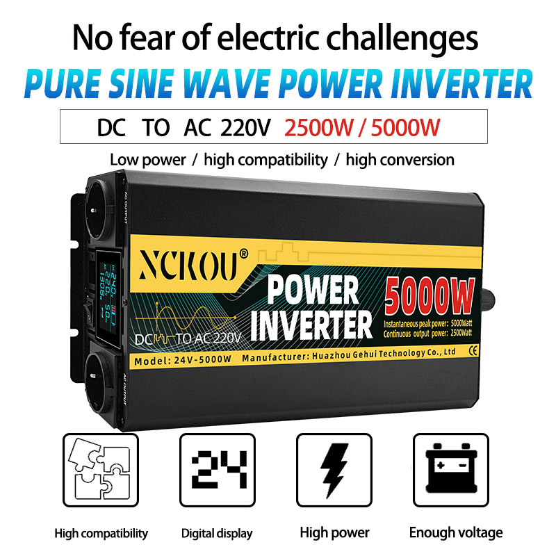 Fabricante suministro directo de alta potencia 48v60v inversor de onda sinusoidal pura 12v24v 220v inversor montado en automóviles