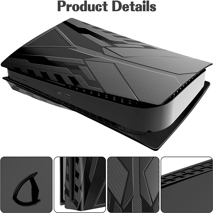 Protective Shell (Sony) PS5 Optical Drive Version, Textured Armor Cover, Black/Red/White