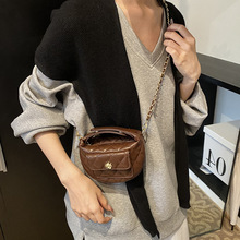 包包女手提包2024夏新款高级感手拿山茶花包小香风菱格链条斜挎包